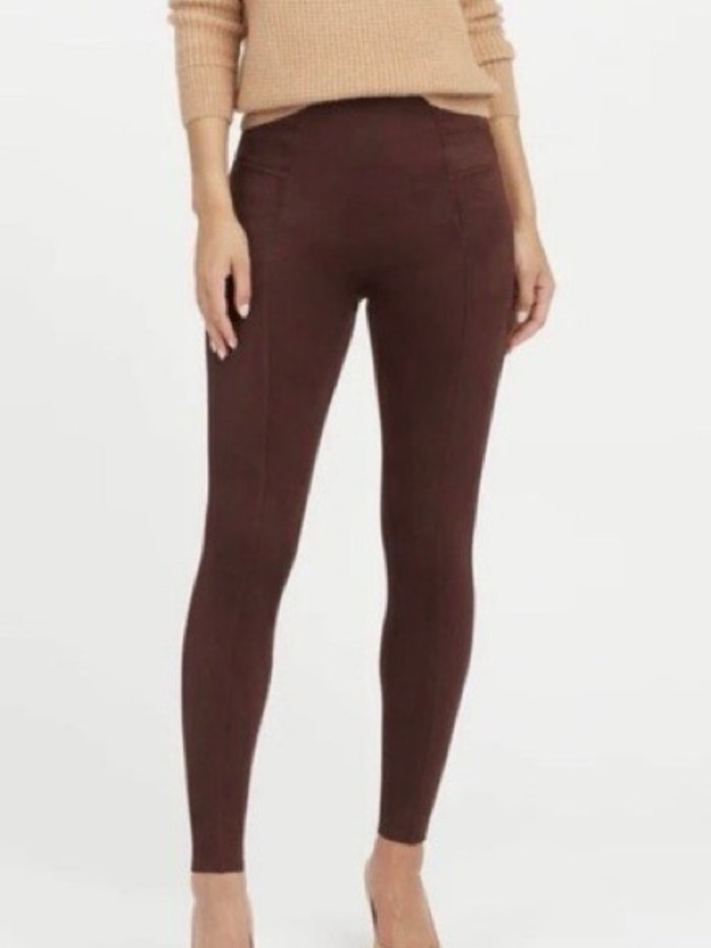 NWT Spanx Faux Suede Leggings in Dark Terracotta M
